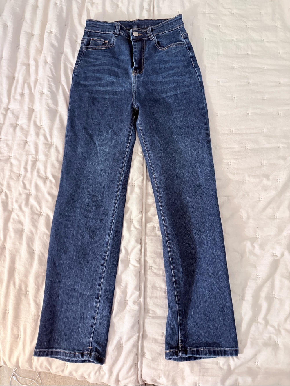 Classic High-Rise Straight Leg Jeans - Dark Blue